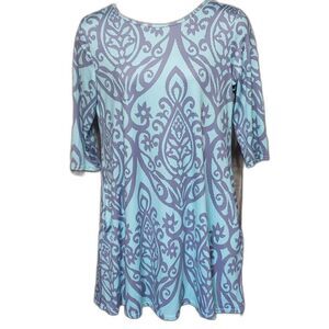 Ours. EUC. Blue/Blue Gray Tunic; Round Neckline; 3/4 Sleeves; Pockets. Size XL